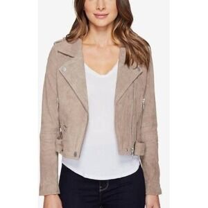 BLANKNYC Suede Moto Jacket Tan Brown Asymmetrical Zip Buckle Collar Women's M